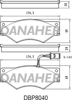 Danaher DBP8040 - Гальмівні колодки, дискові гальма autozip.com.ua