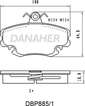 Danaher DBP885/1 - Гальмівні колодки, дискові гальма autozip.com.ua