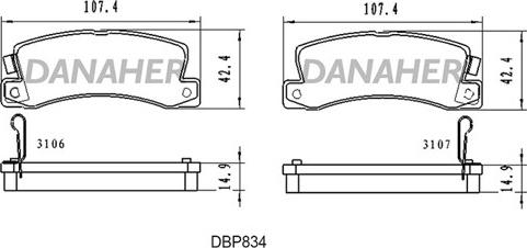 Danaher DBP834 - Гальмівні колодки, дискові гальма autozip.com.ua