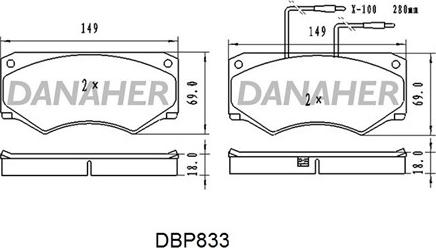 Danaher DBP833 - Гальмівні колодки, дискові гальма autozip.com.ua