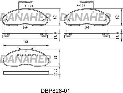 Danaher DBP828-01 - Гальмівні колодки, дискові гальма autozip.com.ua