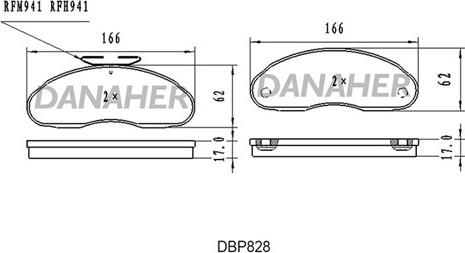 Danaher DBP828 - Гальмівні колодки, дискові гальма autozip.com.ua