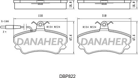 Danaher DBP822 - Гальмівні колодки, дискові гальма autozip.com.ua