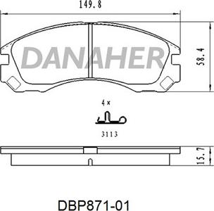 Danaher DBP871-01 - Гальмівні колодки, дискові гальма autozip.com.ua