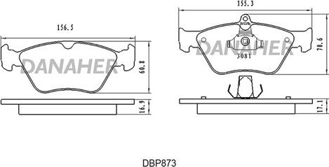 Danaher DBP873 - Гальмівні колодки, дискові гальма autozip.com.ua