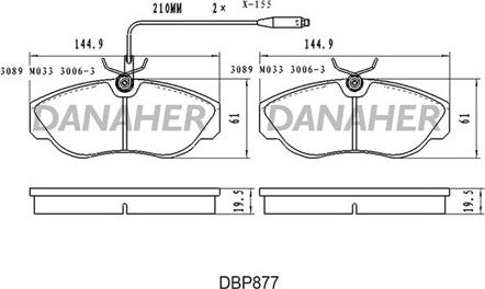 Danaher DBP877 - Гальмівні колодки, дискові гальма autozip.com.ua
