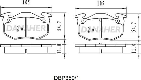 Danaher DBP350/1 - Гальмівні колодки, дискові гальма autozip.com.ua