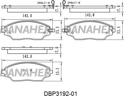 Danaher DBP3192-01 - Гальмівні колодки, дискові гальма autozip.com.ua