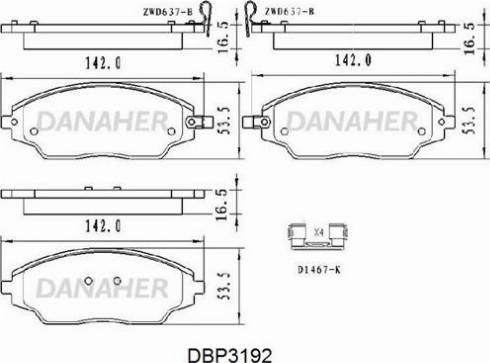 Danaher DBP3192 - Гальмівні колодки, дискові гальма autozip.com.ua