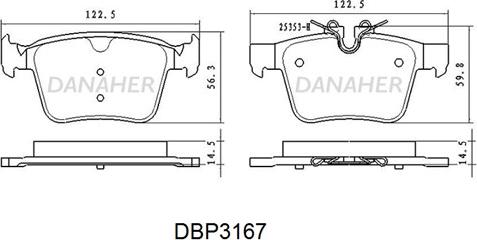 Danaher DBP3167 - Гальмівні колодки, дискові гальма autozip.com.ua
