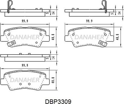 Danaher DBP3309 - Гальмівні колодки, дискові гальма autozip.com.ua