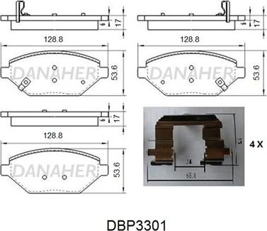 Danaher DBP3301 - Гальмівні колодки, дискові гальма autozip.com.ua