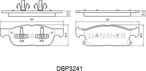 Danaher DBP3241 - Гальмівні колодки, дискові гальма autozip.com.ua