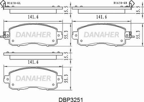 Danaher DBP3251 - Гальмівні колодки, дискові гальма autozip.com.ua