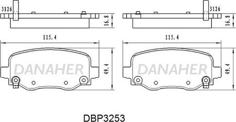 Danaher DBP3253 - Гальмівні колодки, дискові гальма autozip.com.ua