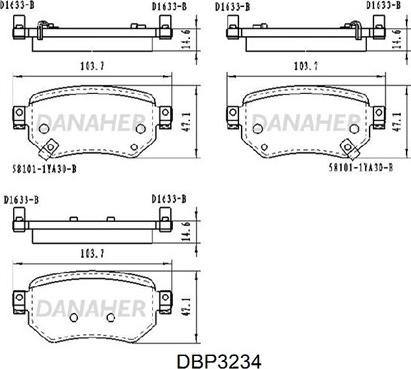 Danaher DBP3234 - Гальмівні колодки, дискові гальма autozip.com.ua