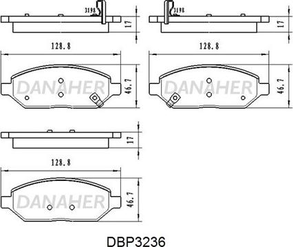 Danaher DBP3236 - Гальмівні колодки, дискові гальма autozip.com.ua