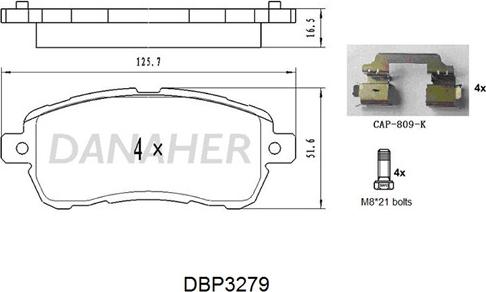 Danaher DBP3279 - Гальмівні колодки, дискові гальма autozip.com.ua