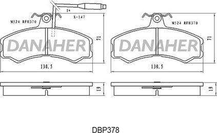 Danaher DBP378 - Гальмівні колодки, дискові гальма autozip.com.ua