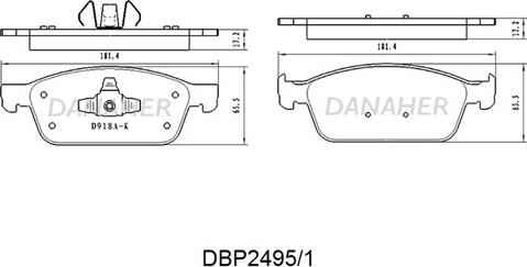 Danaher DBP2495/1 - Гальмівні колодки, дискові гальма autozip.com.ua