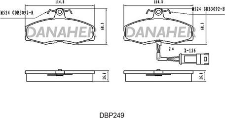 Danaher DBP249 - Гальмівні колодки, дискові гальма autozip.com.ua
