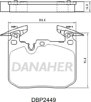 Danaher DBP2449 - Гальмівні колодки, дискові гальма autozip.com.ua