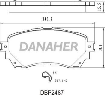 Danaher DBP2487 - Гальмівні колодки, дискові гальма autozip.com.ua