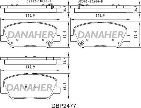 Danaher DBP2477 - Гальмівні колодки, дискові гальма autozip.com.ua