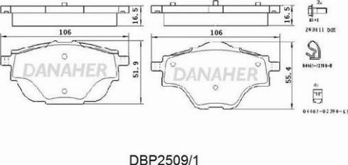 Danaher DBP2509/1 - Гальмівні колодки, дискові гальма autozip.com.ua