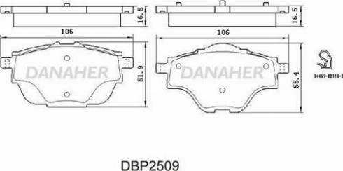 Danaher DBP2509 - Гальмівні колодки, дискові гальма autozip.com.ua