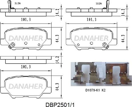 Danaher DBP2501/1 - Гальмівні колодки, дискові гальма autozip.com.ua