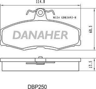 Danaher DBP250 - Гальмівні колодки, дискові гальма autozip.com.ua