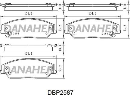 Danaher DBP2587 - Гальмівні колодки, дискові гальма autozip.com.ua