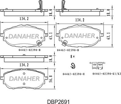 Danaher DBP2691 - Гальмівні колодки, дискові гальма autozip.com.ua