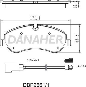 Danaher DBP2661/1 - Гальмівні колодки, дискові гальма autozip.com.ua