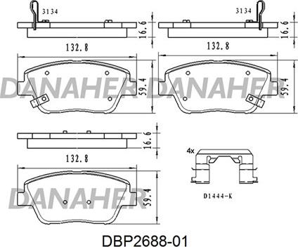 Danaher DBP2688-01 - Гальмівні колодки, дискові гальма autozip.com.ua