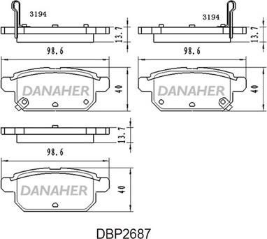 Danaher DBP2687 - Гальмівні колодки, дискові гальма autozip.com.ua