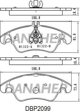 Danaher DBP2099 - Гальмівні колодки, дискові гальма autozip.com.ua