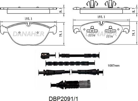 Danaher DBP2091/1 - Гальмівні колодки, дискові гальма autozip.com.ua