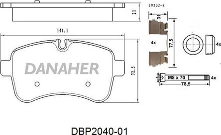 Danaher DBP2040-01 - Гальмівні колодки, дискові гальма autozip.com.ua