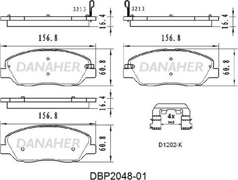 Danaher DBP2048-01 - Гальмівні колодки, дискові гальма autozip.com.ua