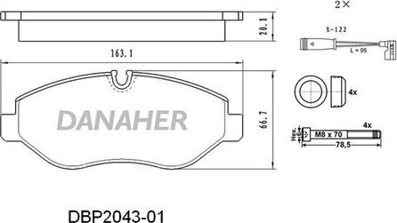 Danaher DBP2043-01 - Гальмівні колодки, дискові гальма autozip.com.ua