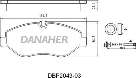 Danaher DBP2043-03 - Гальмівні колодки, дискові гальма autozip.com.ua