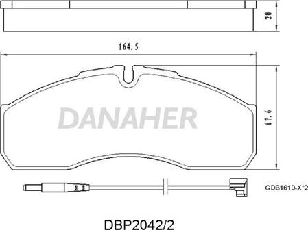 Danaher DBP2042/2 - Гальмівні колодки, дискові гальма autozip.com.ua