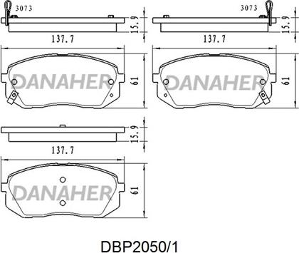 Danaher DBP2050/1 - Гальмівні колодки, дискові гальма autozip.com.ua