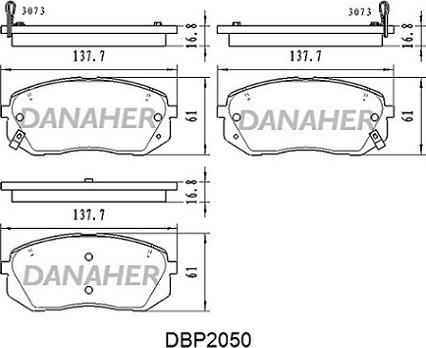 Danaher DBP2050 - Гальмівні колодки, дискові гальма autozip.com.ua