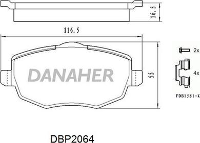 Danaher DBP2064 - Гальмівні колодки, дискові гальма autozip.com.ua