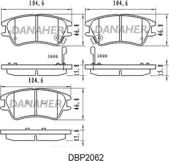 Danaher DBP2062 - Гальмівні колодки, дискові гальма autozip.com.ua