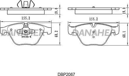 Danaher DBP2067 - Гальмівні колодки, дискові гальма autozip.com.ua