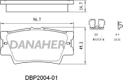Danaher DBP2004-01 - Гальмівні колодки, дискові гальма autozip.com.ua
